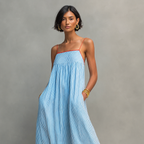 Lucía | Vestido largo fluido de rayas con tirantes