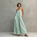 Lucía | Vestido largo fluido de rayas con tirantes