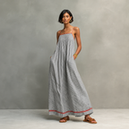Lucía | Vestido largo fluido de rayas con tirantes