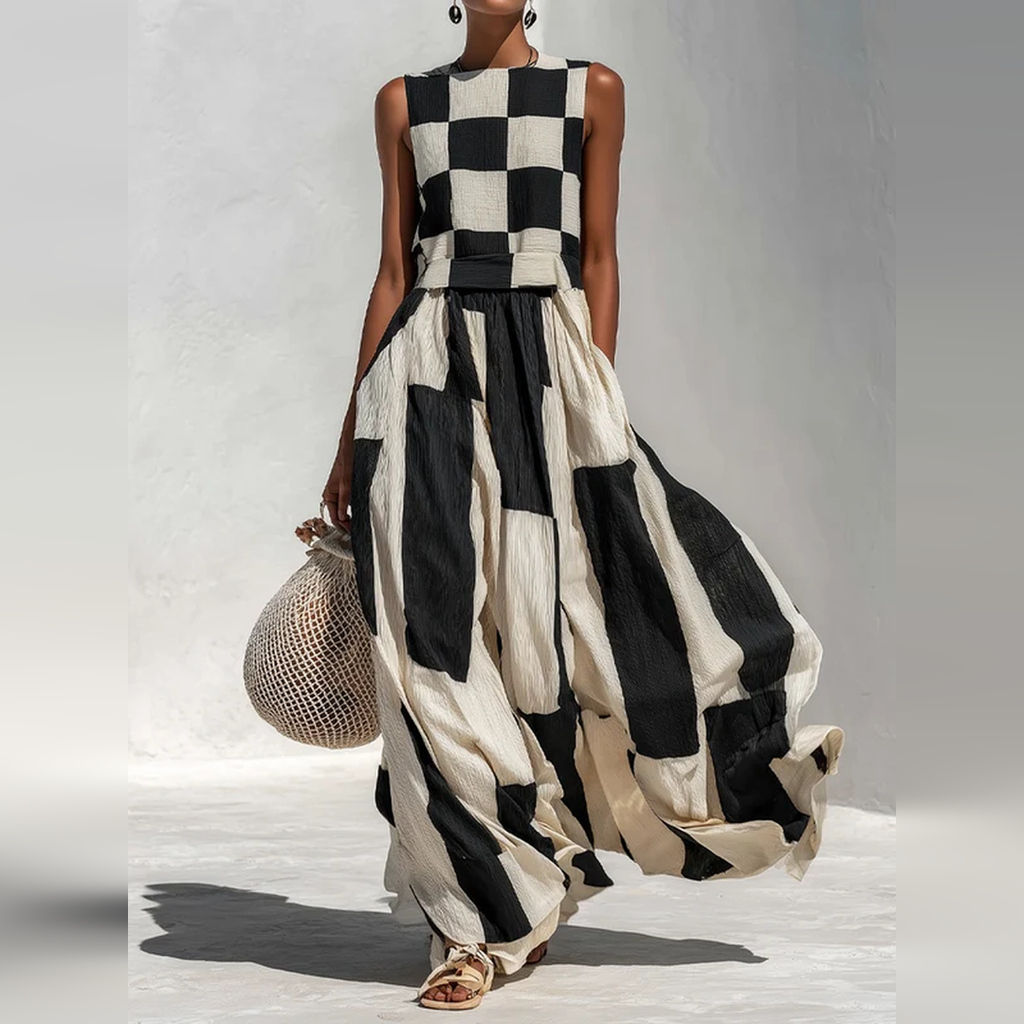 Giulia | Vestido largo geométrico