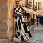 Giulia | Vestido largo geométrico