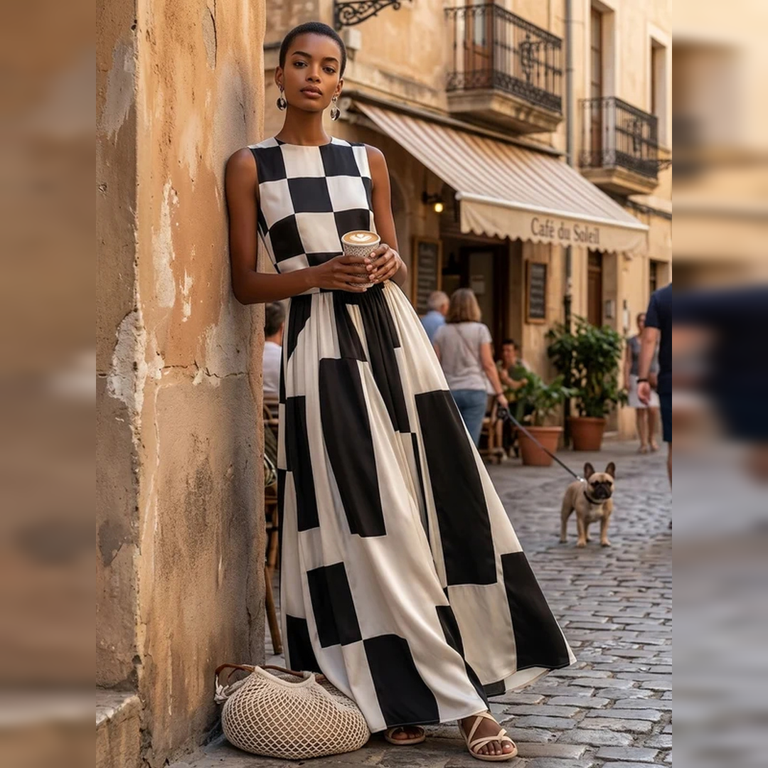 Giulia | Vestido largo geométrico