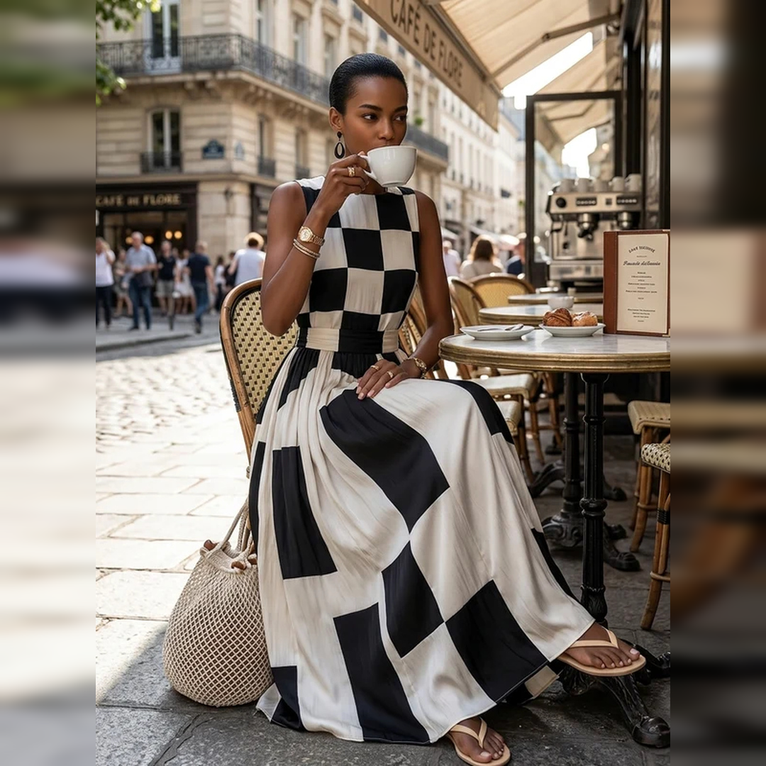 Giulia | Vestido largo geométrico