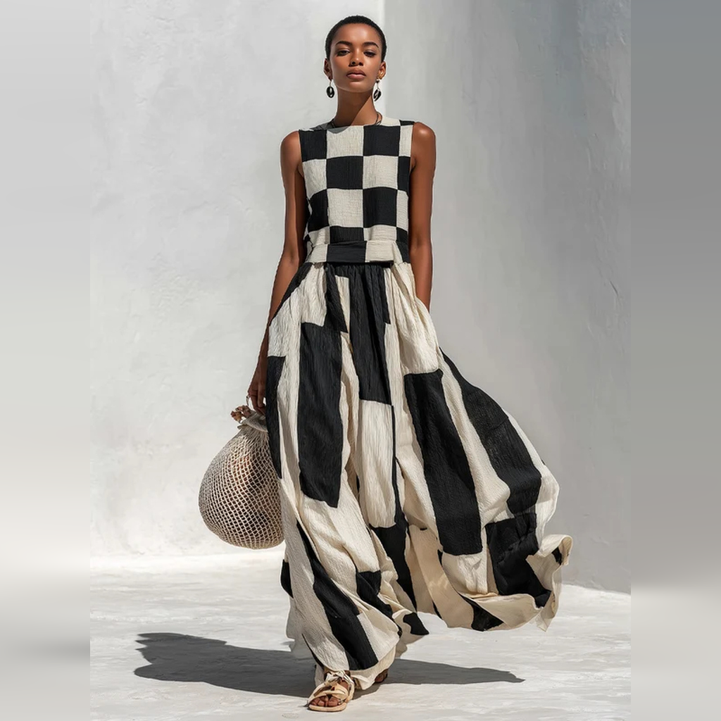 Giulia | Vestido largo geométrico