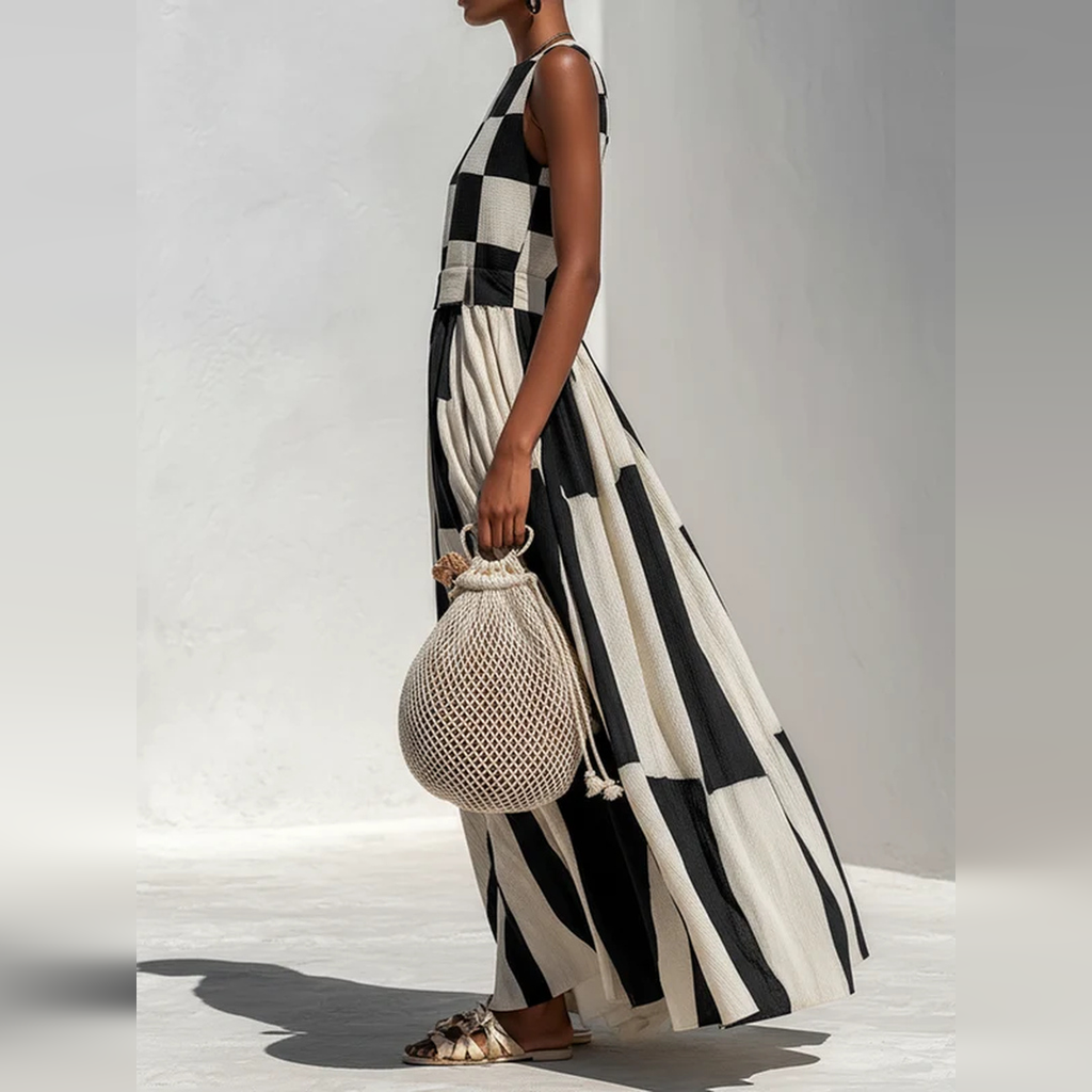 Giulia | Vestido largo geométrico